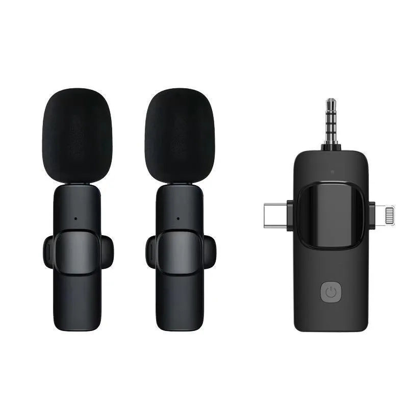 K15 Mikrofon Klip Nirkabel (Adaptor 3-in-1)