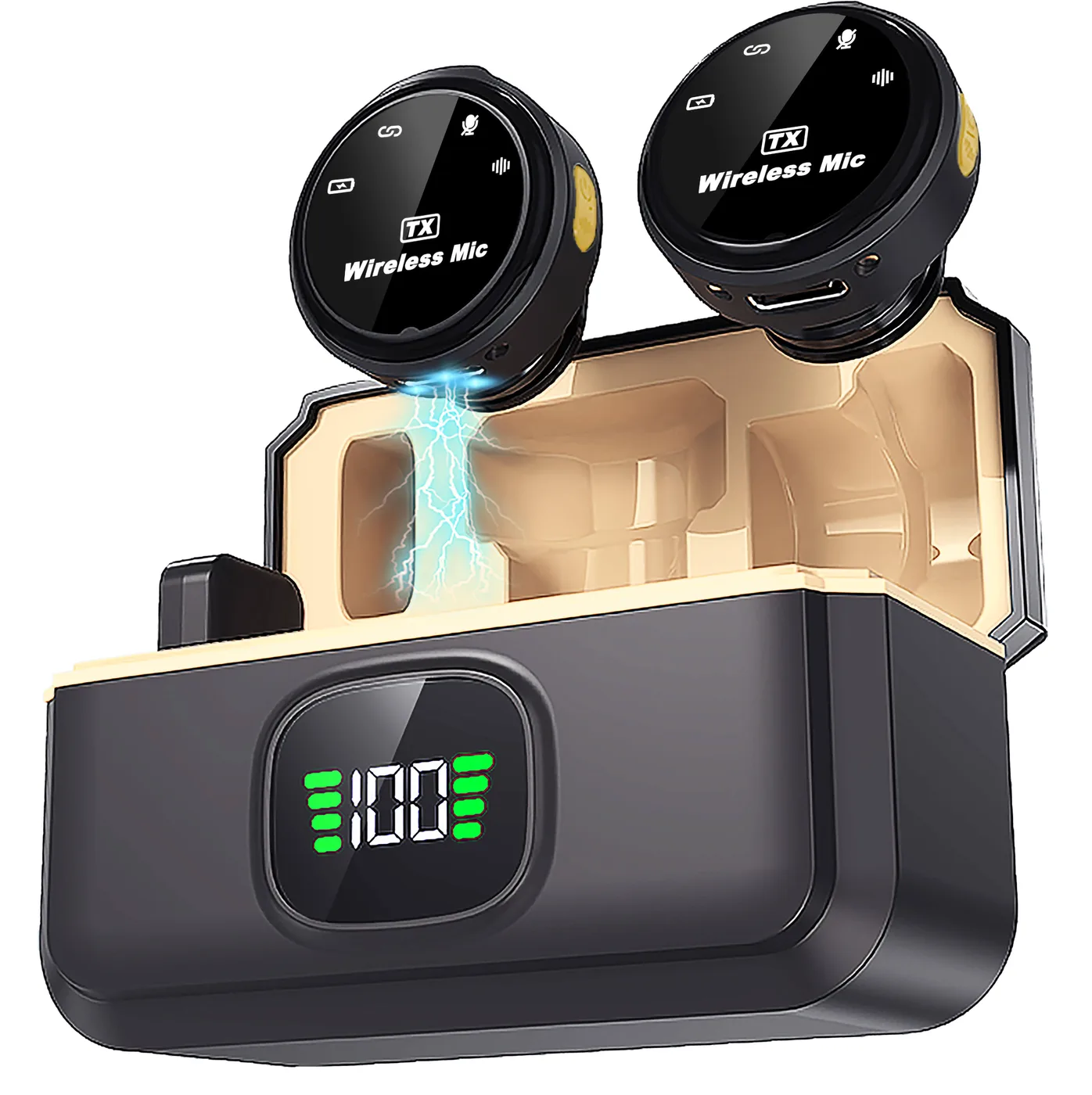 Q8 Mikrofon Klip Nirkabel (Logam 2.4G, RGB)
